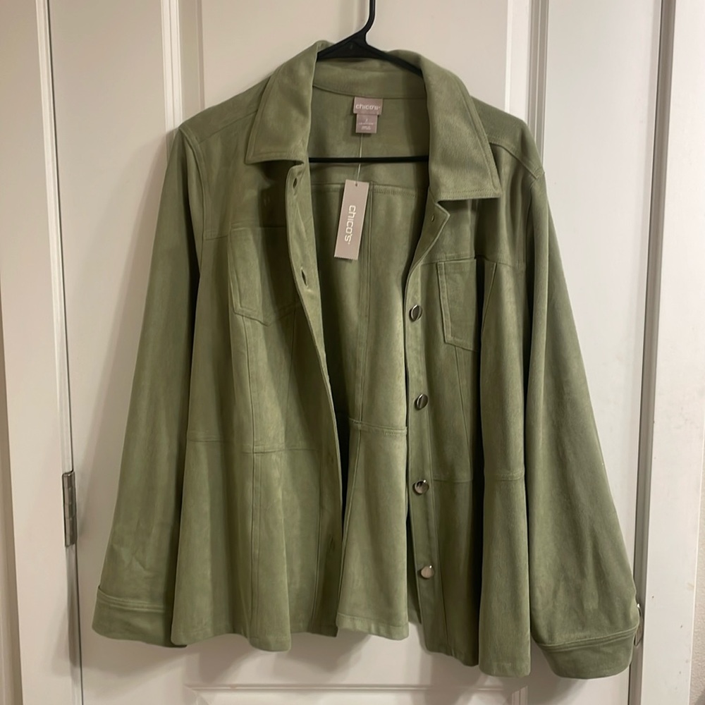Brand new peplum faux suede chicos jacket